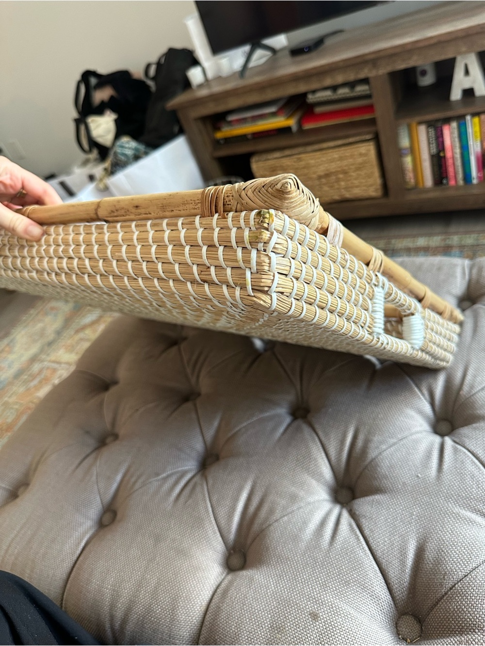 Bamboo Hand Woven Rattan Rectangular Tray - Picture 7 of 13
